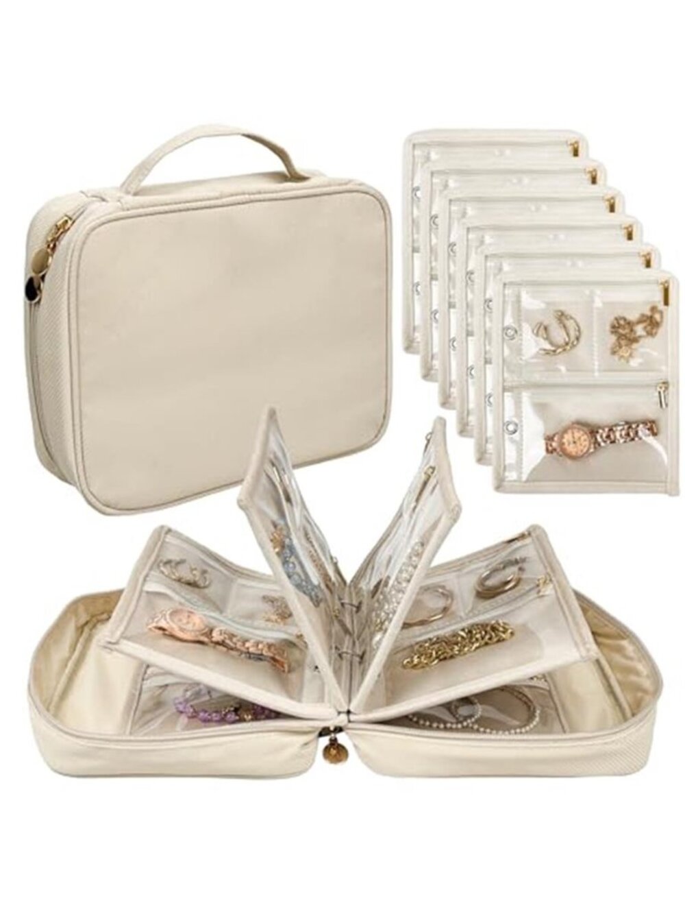 Travel Jewelry Organizer Case Binder Velvet Pouch Earring Ring Necklace Holder